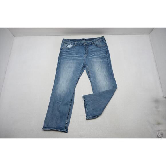BKE Buckle Seth Straight Distressed Blue Denim Jeans Mens Size 40 x 30 - Picture 1 of 8